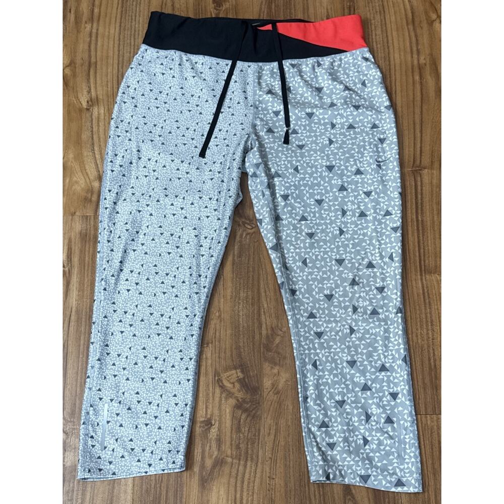 Nike Dri-Fit Running Cropped Novelty Print‎ Tights Womens Sz L Grey 626648-045